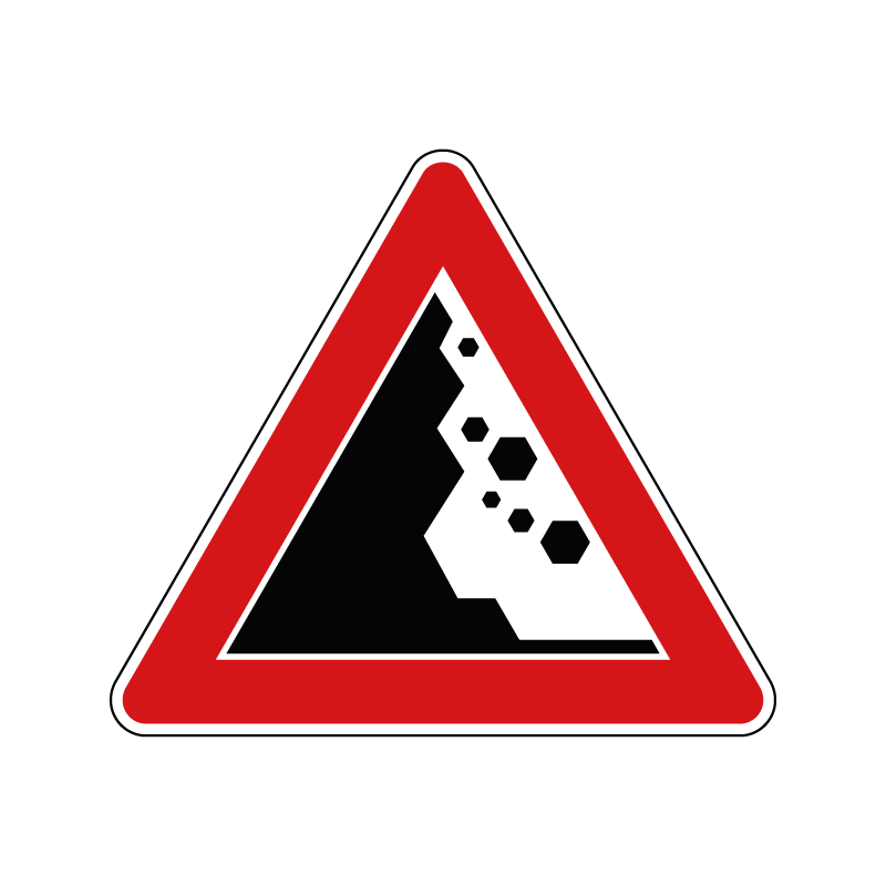 00000030a - Segnale di pericolo - Caduta massi da sinistra - Figura 30a