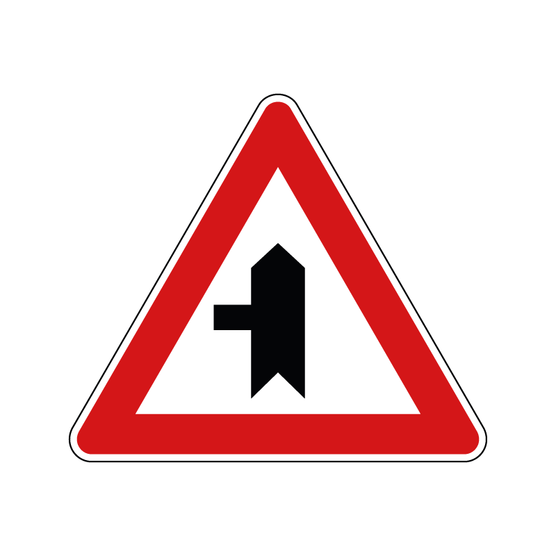 Cod. 00000043b - Segnale di precedenza - Intersezione a T con immissione da sinistra con diritto di precedenza - Figura 43b