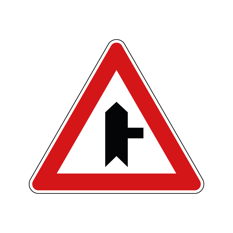 Cod. 00000043c - Segnale di precedenza - Intersezione a T con immissione da destra con diritto di precedenza - Figura 43c