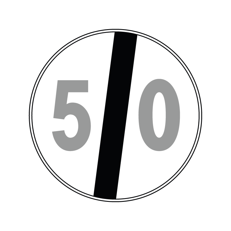 00000071 - Segnale che indica la fine di un divieto - Fine del limite massimo di velocità - Figura 71