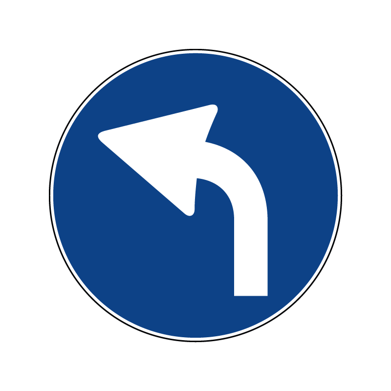 00000080e - Segnale di obbligo generico - Preavviso di direzione obbligatoria a sinistra - Figura 80e