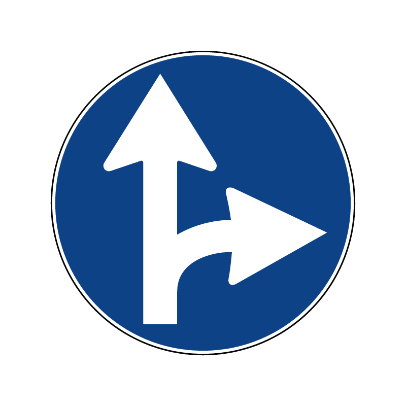 00000081b - Segnale di obbligo generico - Direzioni consentite dritto ed a destra - Figura 81b