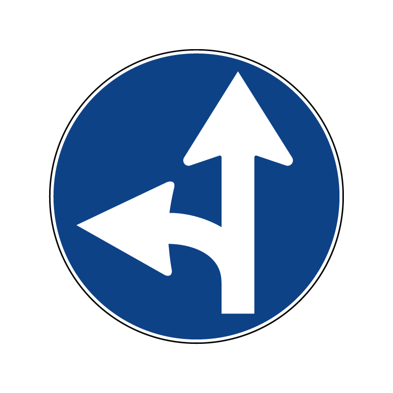 00000081c - Segnale di obbligo generico - Direzioni consentite dritto ed a sinistra - Figura 81c