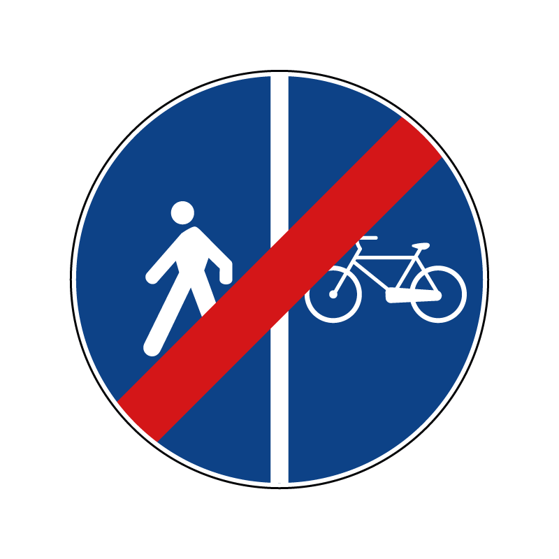 00000093a - Segnale di obbligo generico - Fine di pista ciclabile contigua al marciapiede - Figura 93a