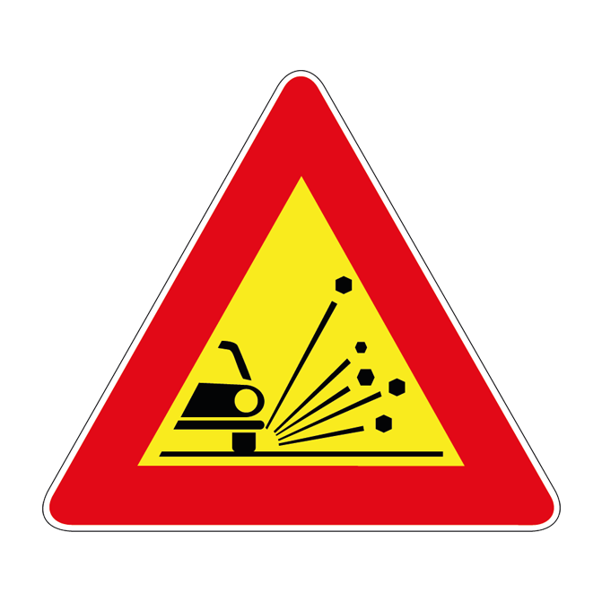 00000390 - Segnale di pericolo temporaneo - Materiale instabile sulla strada - Figura 390