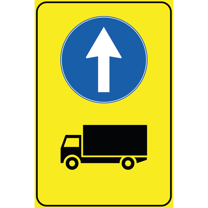 Segnale Per Cantieri Mobili - Preavviso di direzione autocarri obbligatoria - Figura 409A - Cod. 000409Adritto