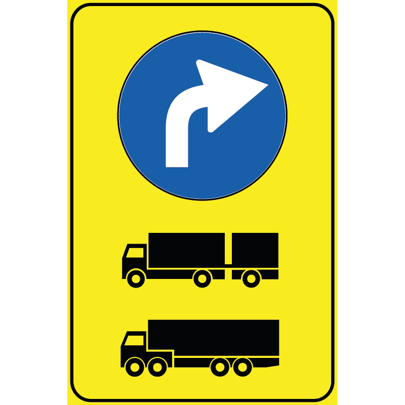 Segnale Per Cantieri Mobili - Direzione autocarri obbligatoria - Figura 409B - Cod. 000409Bdx