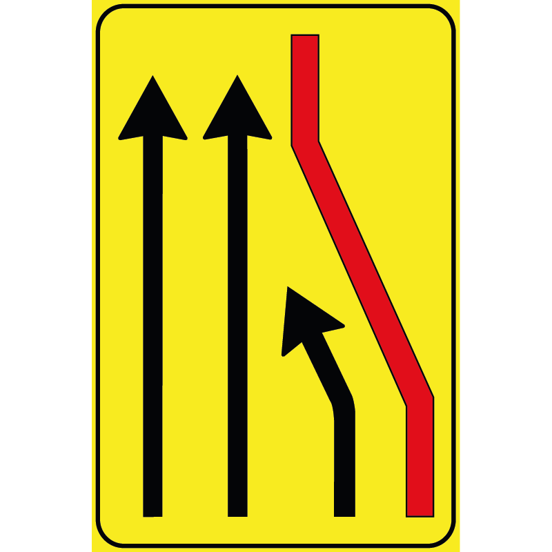 Segnale Per Cantieri Mobili - Segnale di corsia chiusa (chiusura di corsia di destra) - Figura 411B - Cod. 000411Bsx