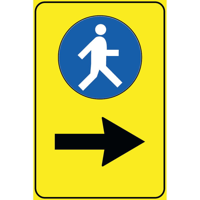 Segnale Per Cantieri Mobili - Direzione pedoni obbligatoria a destra - Cod. 000516dx