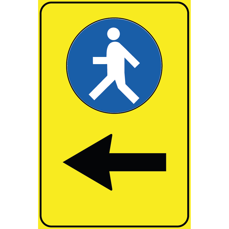 Segnale Per Cantieri Mobili - Direzione pedoni obbligatoria a sinistra - Cod. 000516sx