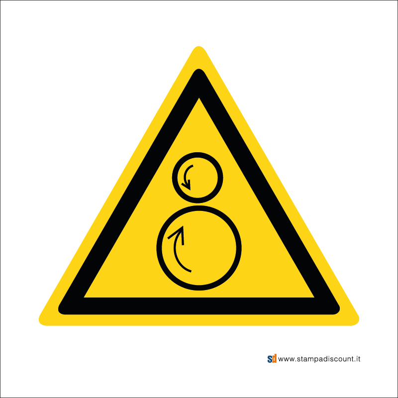 Attenzione rulli rotanti / Pericolo di trascinamento - Bordo Macchina
