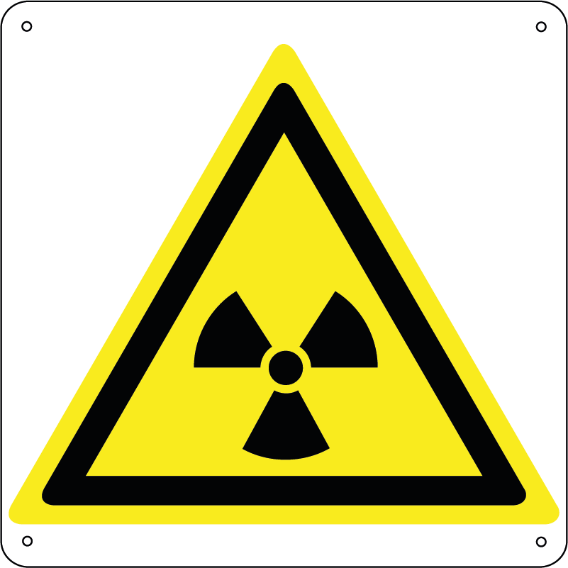 Pericolo materiale radioattivo o radiazioni ionizzanti quadrato