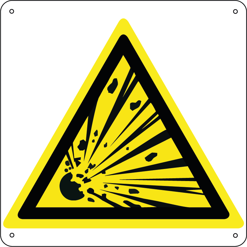 Pericolo materiale esplosivo quadrato