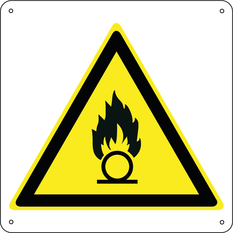 Pericolo sostanze comburenti quadrato