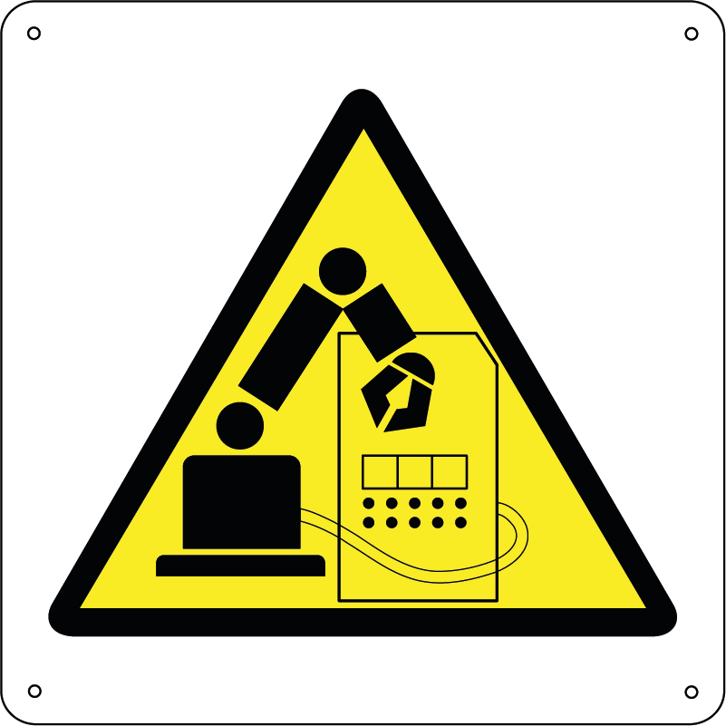 Pericolo robot in movimento quadrato