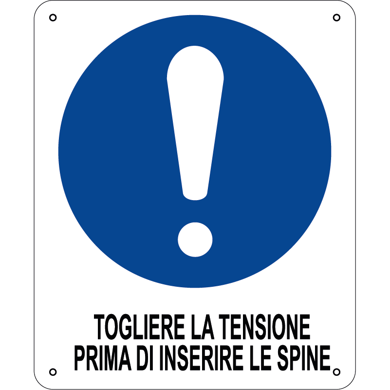 Togliere la tensione prima di inserire le spine verticale