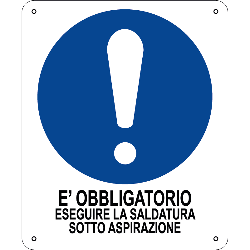 E' obbligatorio eseguire la saldatura sotto aspirazione verticale