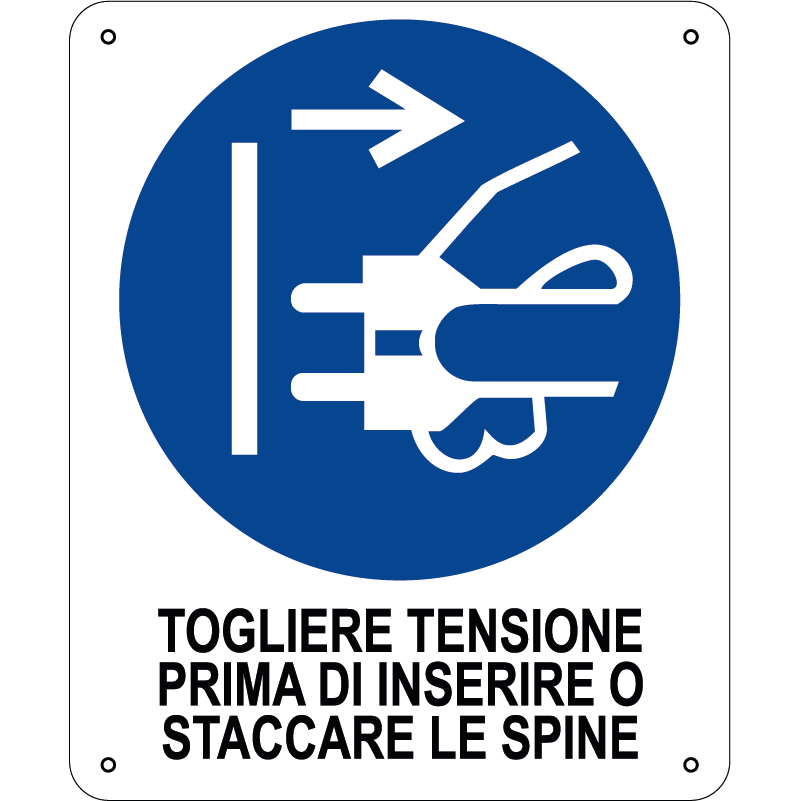 Togliere tensione prima di inserire o staccare le spine verticale