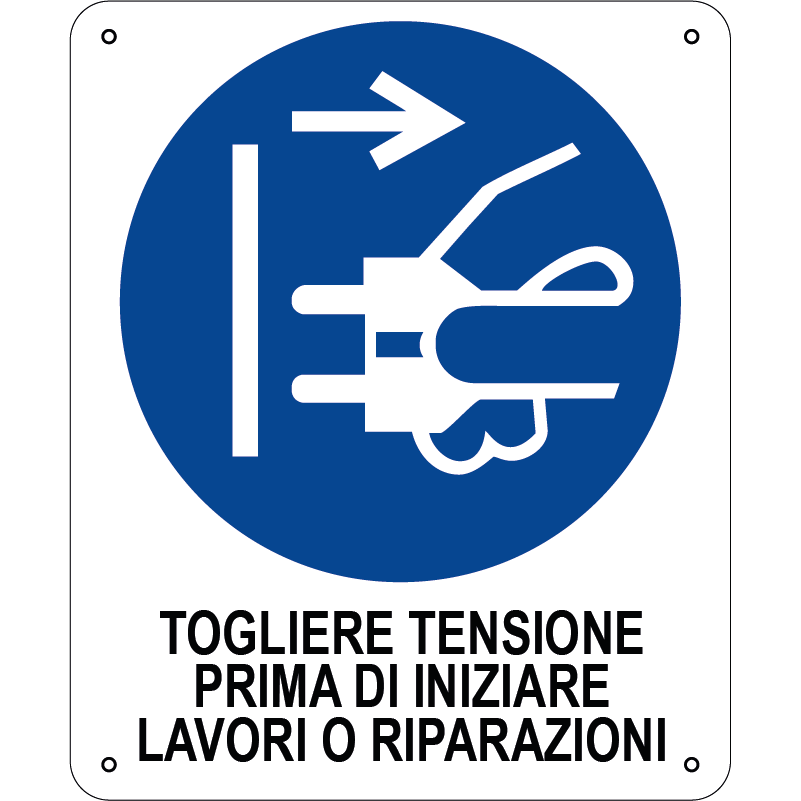 Togliere tensione prima di iniziare lavori o riparazioni verticale