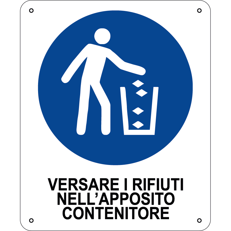 Versare i rifiuti nell'apposito contenitore verticale