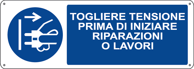 Togliere tensione prima di iniziare riparazioni o lavori orizzontale