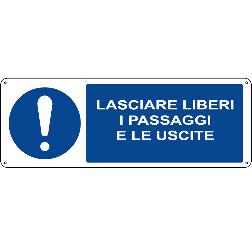 Lasciare liberi i passaggi e le uscite orizzontale