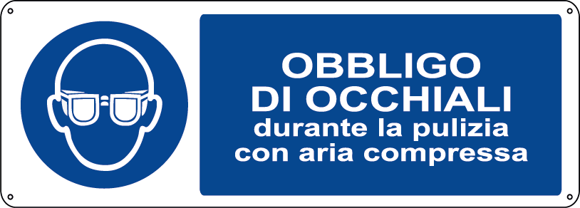 Obbligo di occhiali durante la pulizia con aria compressa orizzontale