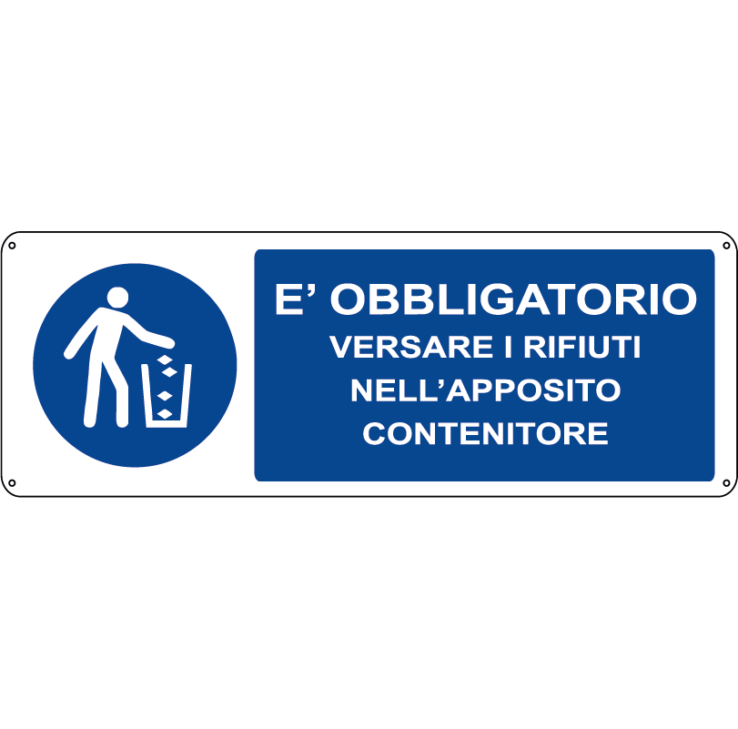 E' obbligatorio versare i rifiuti nell'apposito contenitore orizzontale
