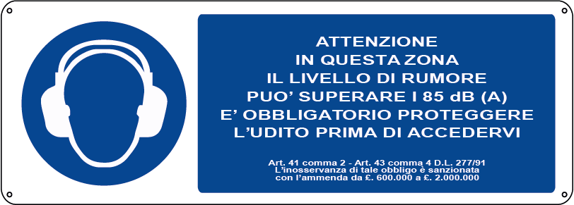 Attenzione in questa zona il livello di rumore può superare i 85 db orizzontale