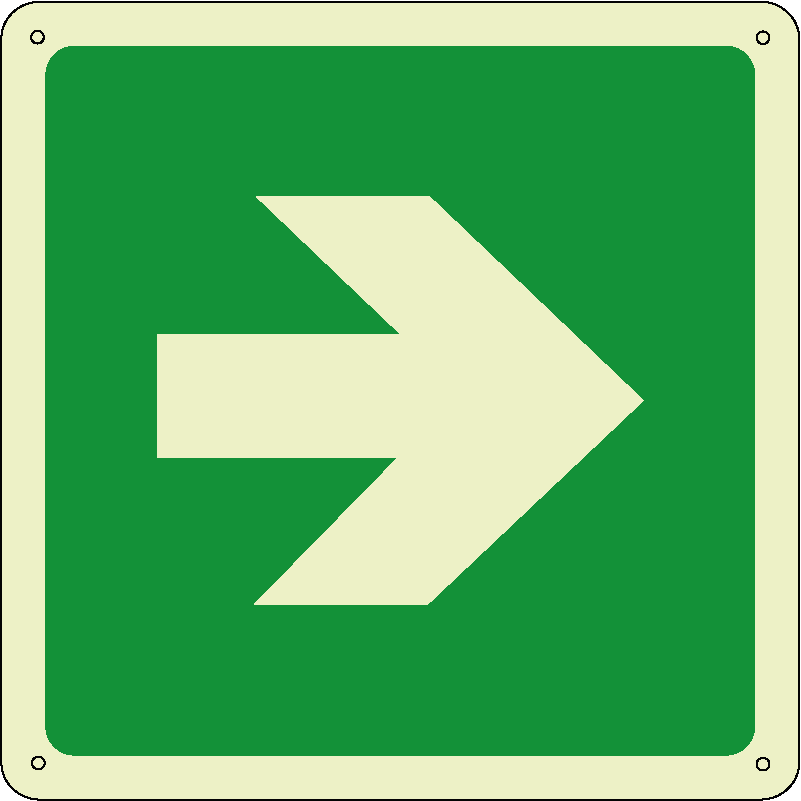 Freccia 90° quadrato luminescente