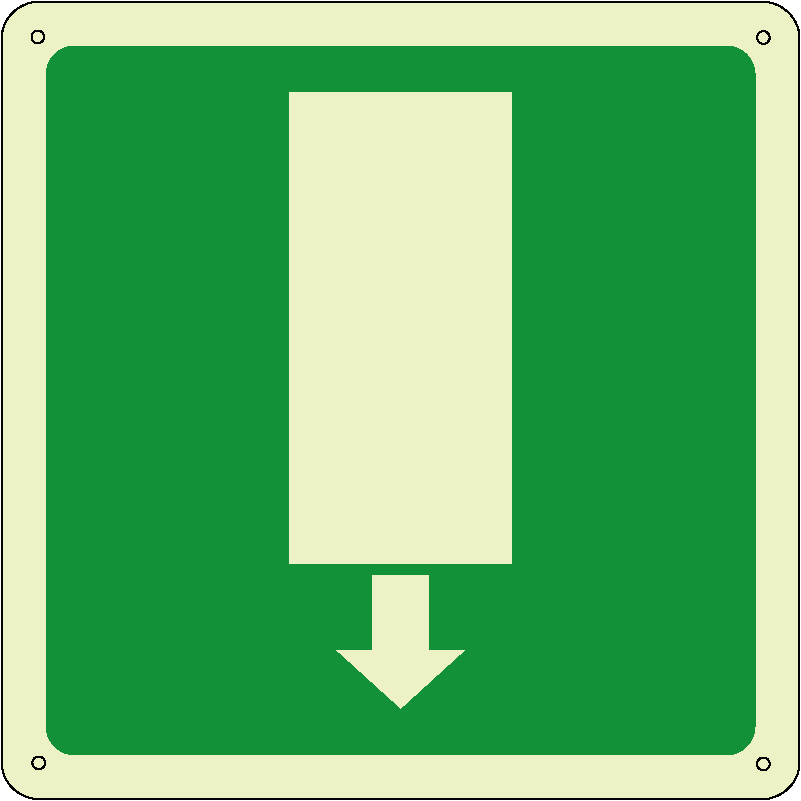 Uscita di emergenza quadrato luminescente