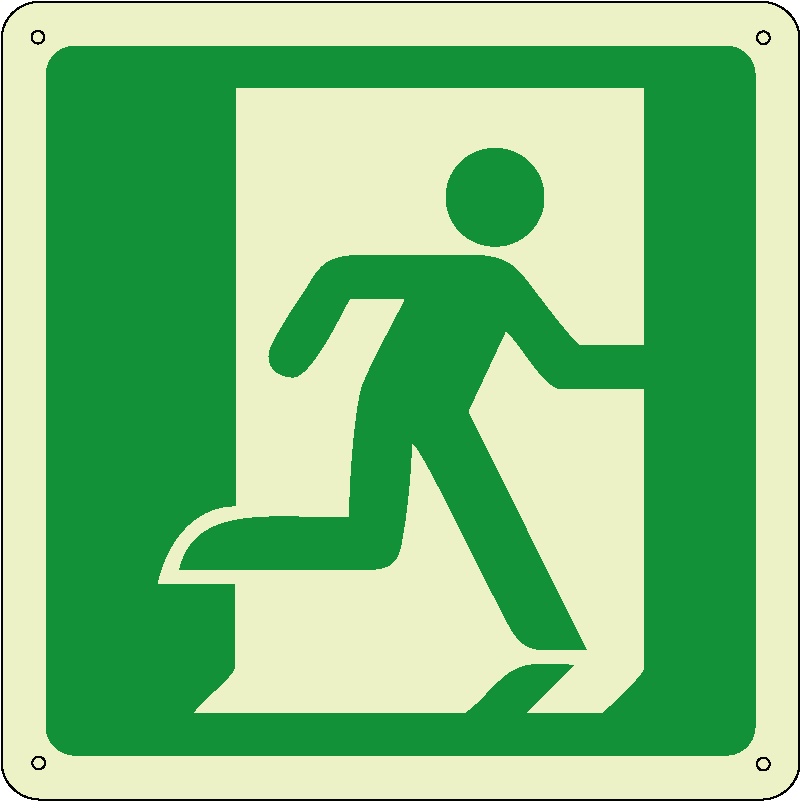 Uscita di emergenza a destra quadrato luminescente