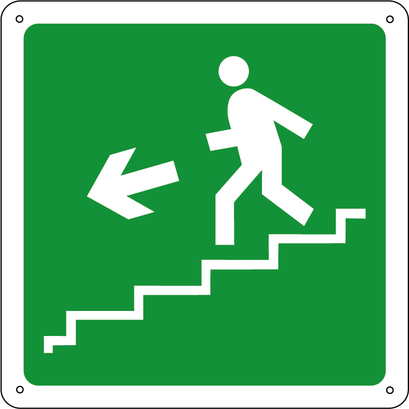 Uscita di emergenza discesa a sinistra quadrato