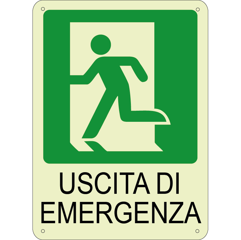 Uscita di Emergenza Sinistra verticale luminescente