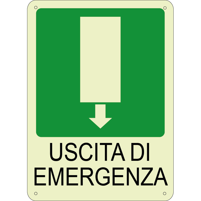 Uscita di Emergenza verticale luminescente