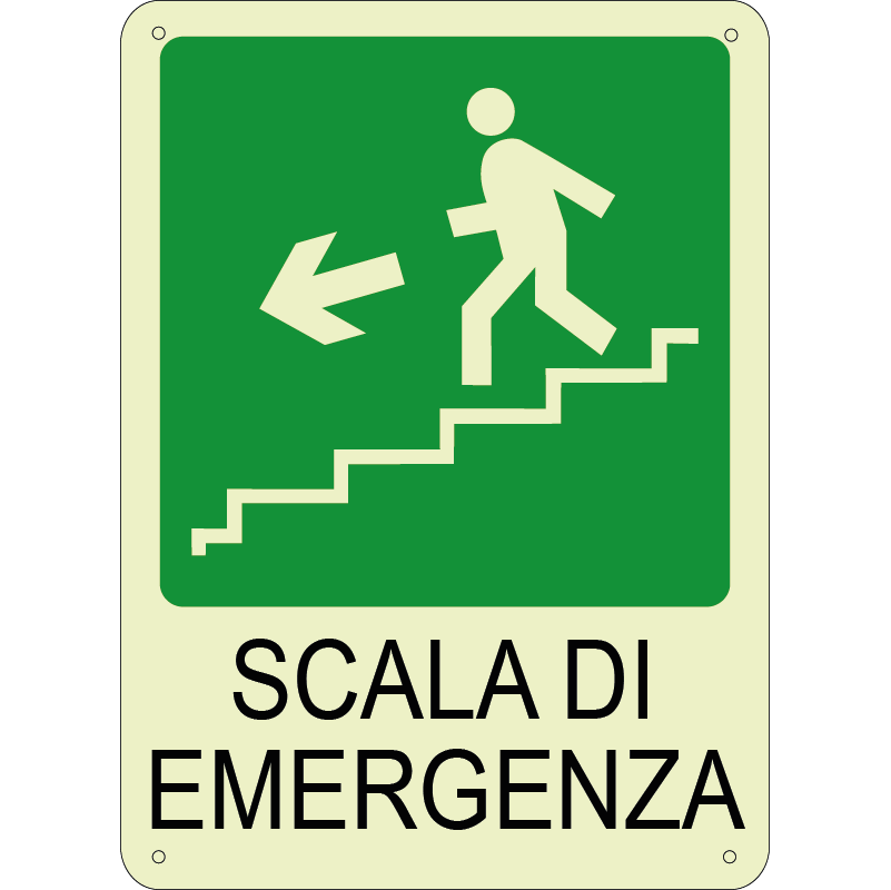 Scala di emergenza Sinistra Basso verticale luminescente