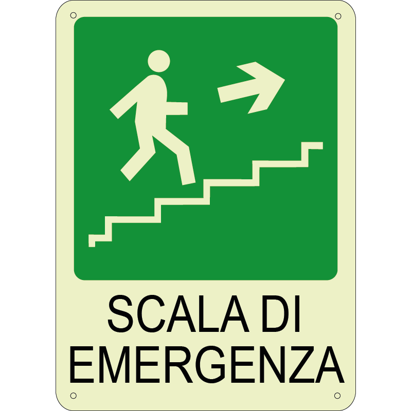 Scala di emergenza Destra Alto verticale luminescente