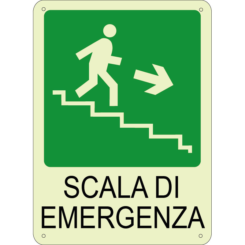 Scala di emergenza Destra Basso verticale luminescente