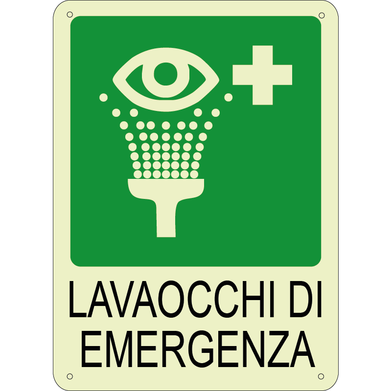 Lavaocchi di emergenza verticale luminescente