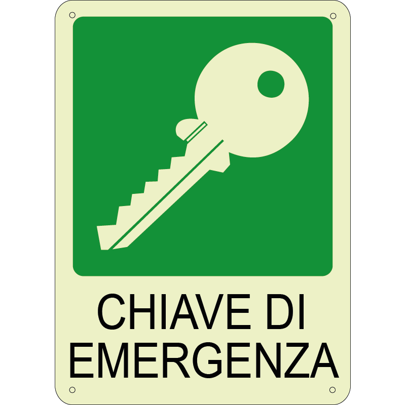Chiave di emergenza verticale luminescente