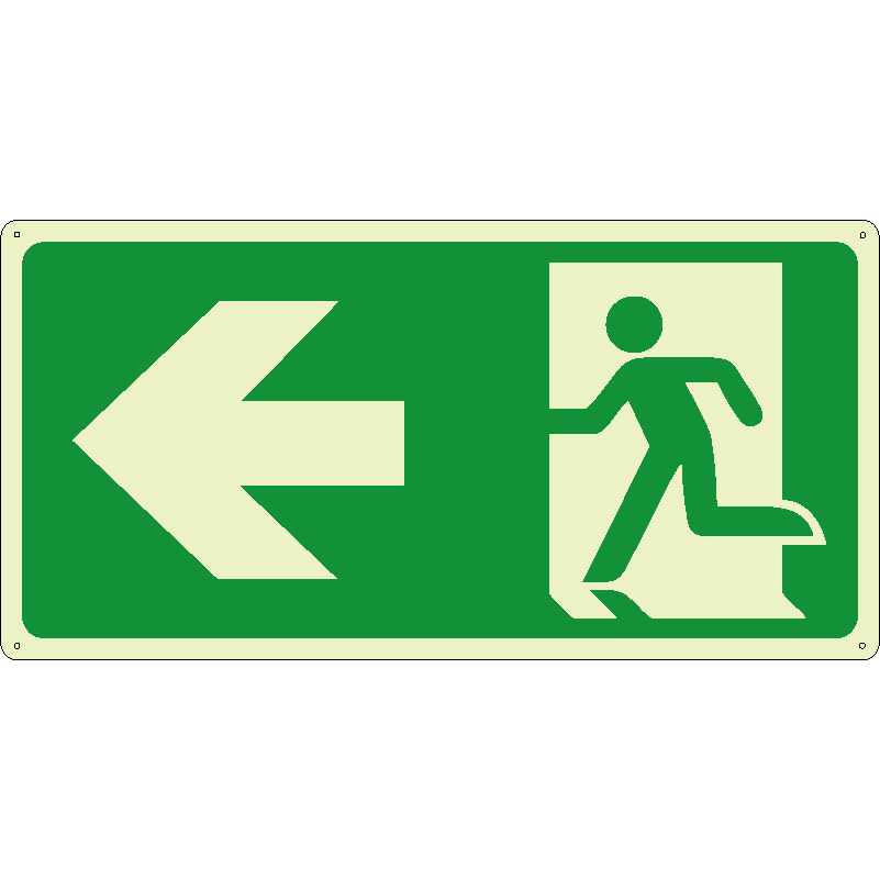 Uscita di emergenza a sinistra orizzontale luminescente