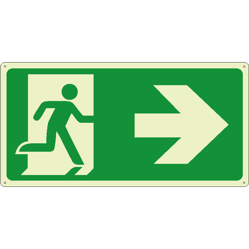 Uscita di emergenza a destra orizzontale luminescente