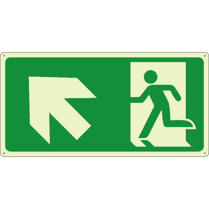 Uscita di emergenza salita a sinistra orizzontale luminescente