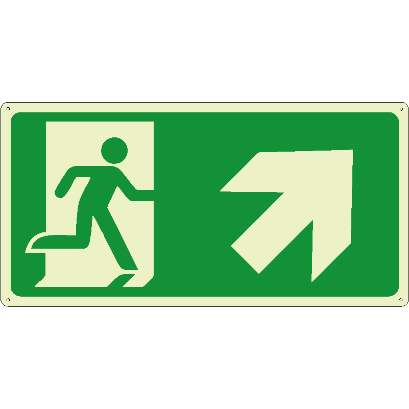Uscita di emergenza salita a destra orizzontale luminescente