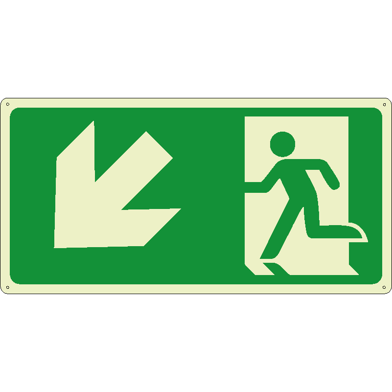 Uscita di emergenza discesa a sinistra orizzontale luminescente