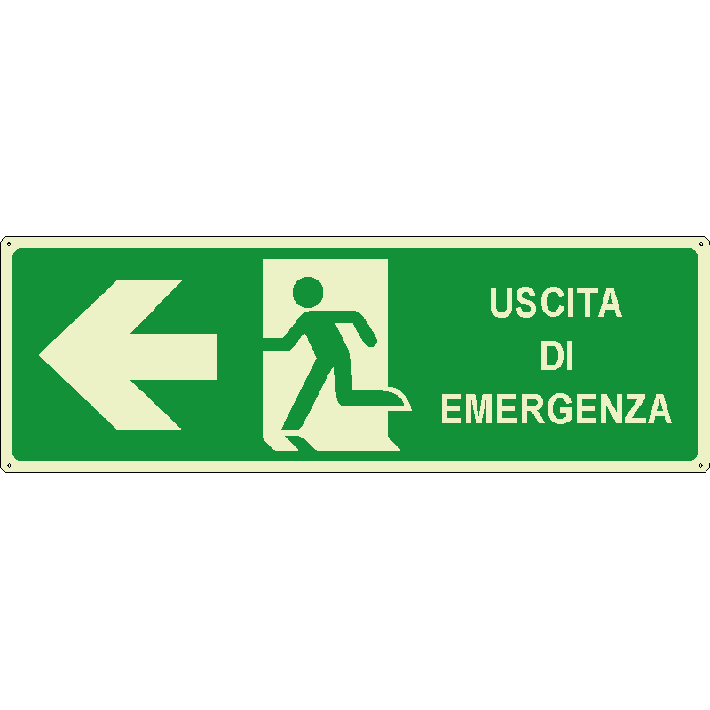 Uscita di emergenza a sinistra orizzontale luminescente