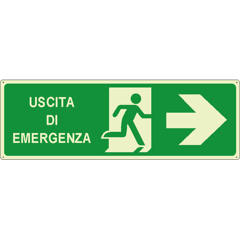 Uscita di emergenza a destra orizzontale luminescente
