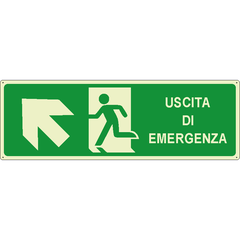 Uscita di emergenza salita a sinistra orizzontale luminescente