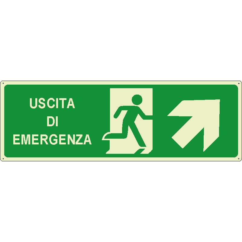 Uscita di emergenza salita a destra orizzontale luminescente