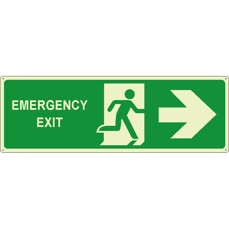 Emergency exit destra orizzontale luminescente